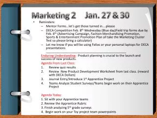 Marketing 2 Jan. 27 &amp; 30