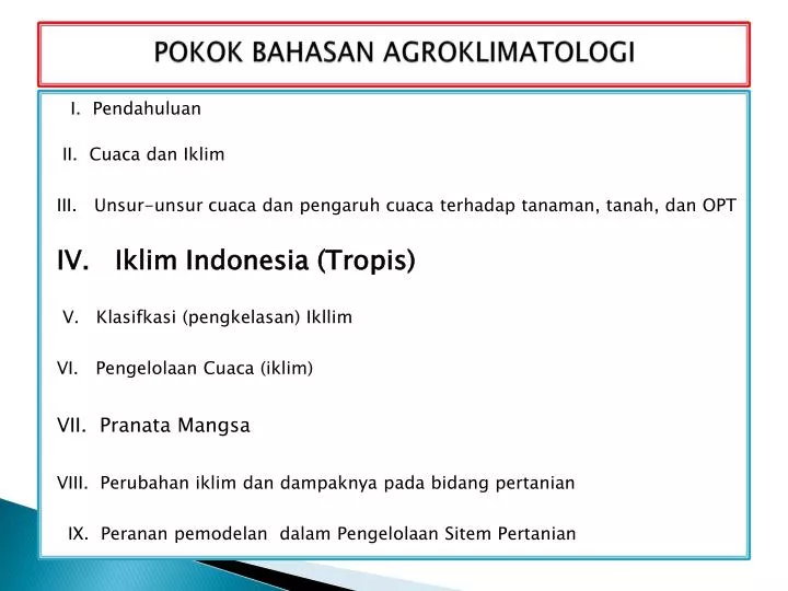 pokok bahasan agroklimatologi