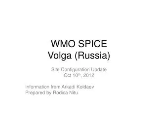 WMO SPICE Volga (Russia)