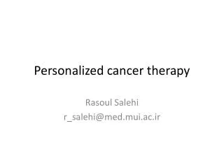 Personalized cancer therapy