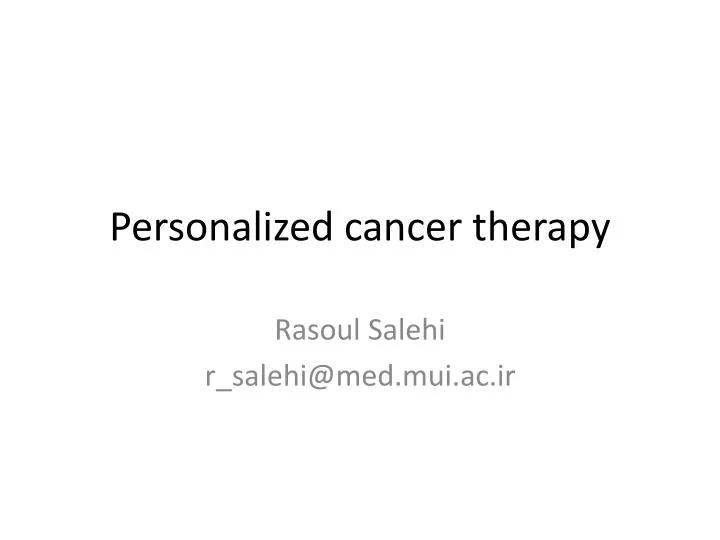 personalized cancer therapy