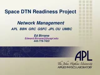 Space DTN Readiness Project Network Management