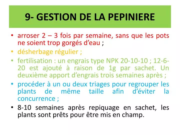 9 gestion de la pepiniere