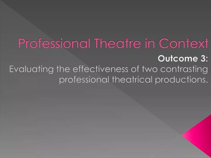 professional theatre in context
