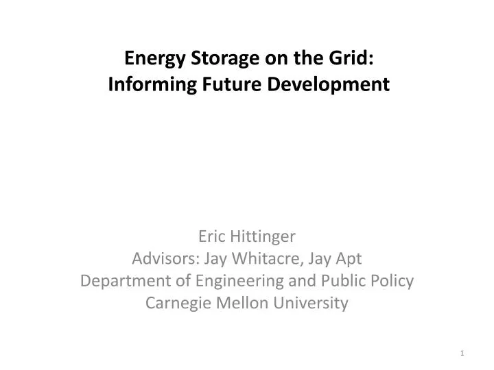 energy storage on the grid informing future development