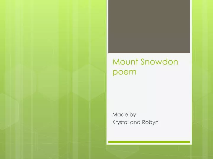 mount snowdon poem