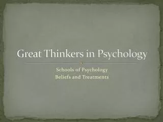 Great Thinkers in Psychology