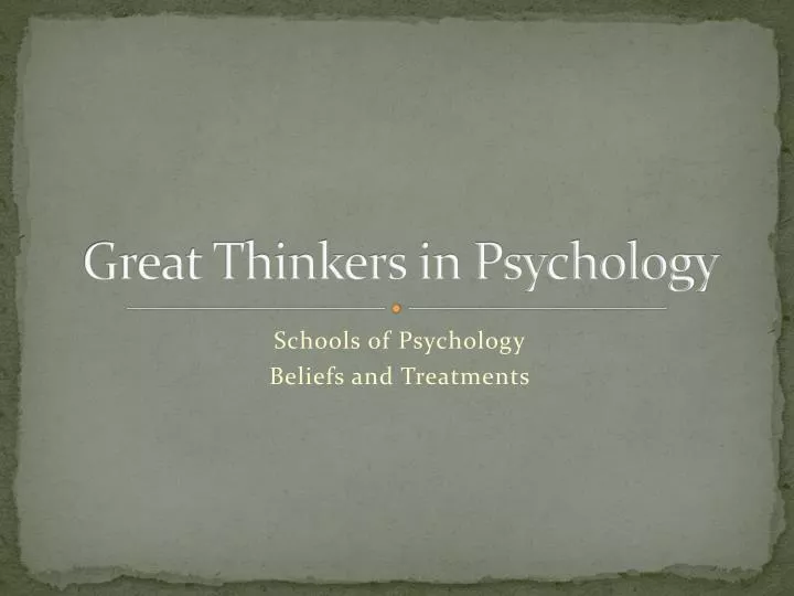 great thinkers in psychology