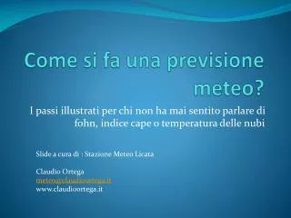come si fa una previsione meteo