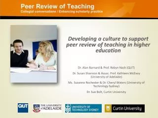 Developing a culture to support peer review of teaching in higher education