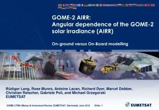 GOME-2 AIRR: Angular dependence of the GOME-2 solar irradiance (AIRR )