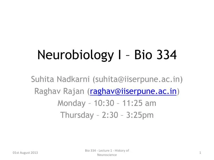 neurobiology i bio 334