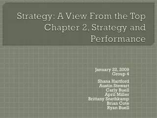 Strategy: A View From the Top Chapter 2, Strategy and Performance