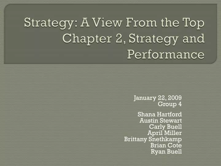strategy a view from the top chapter 2 strategy and performance