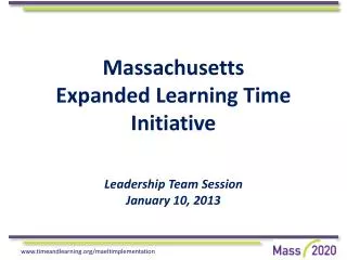 Massachusetts Expanded Learning Time Initiative