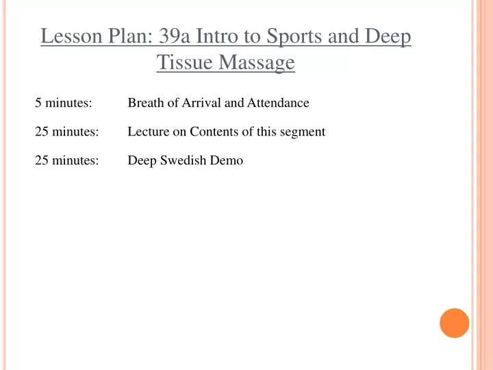 lesson plan 39a intro to sports and deep tissue massage