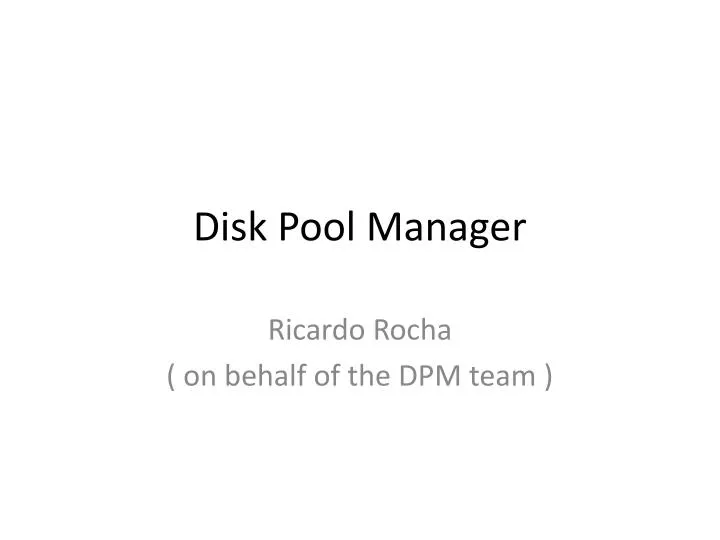 disk pool manager