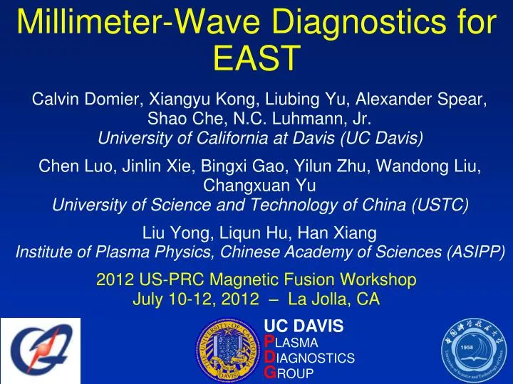 millimeter wave diagnostics for east