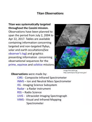 Titan Observations