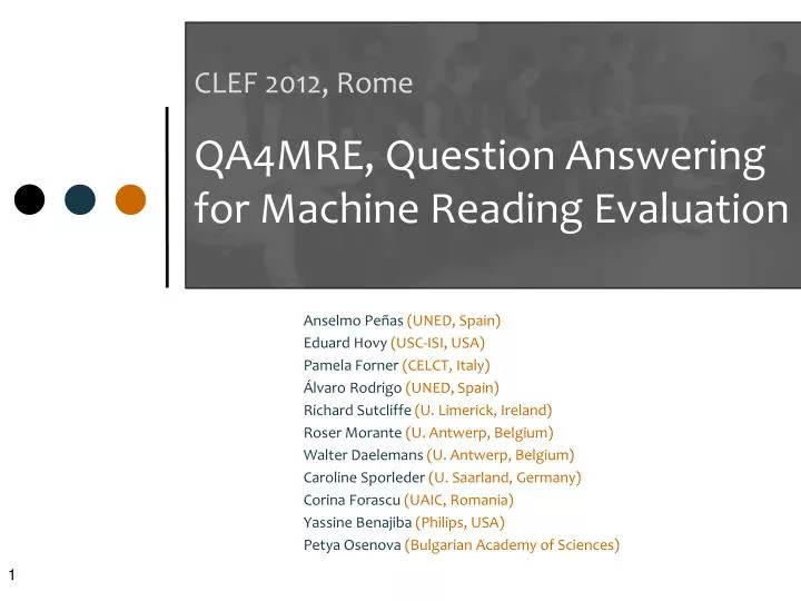 clef 2012 rome qa4mre question answering for machine reading evaluation