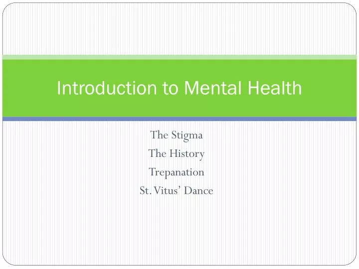 introduction to mental health