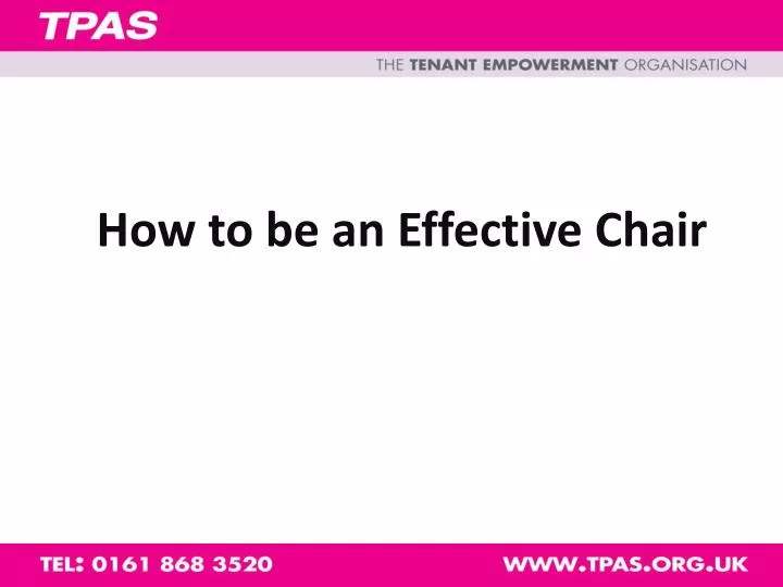 how to be an effective chair