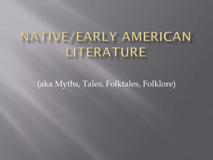 native early american literature
