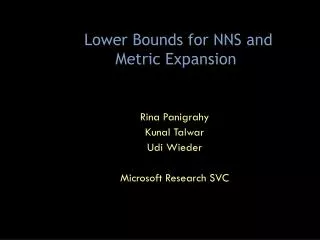 Lower Bounds for NNS and Metric Expansion