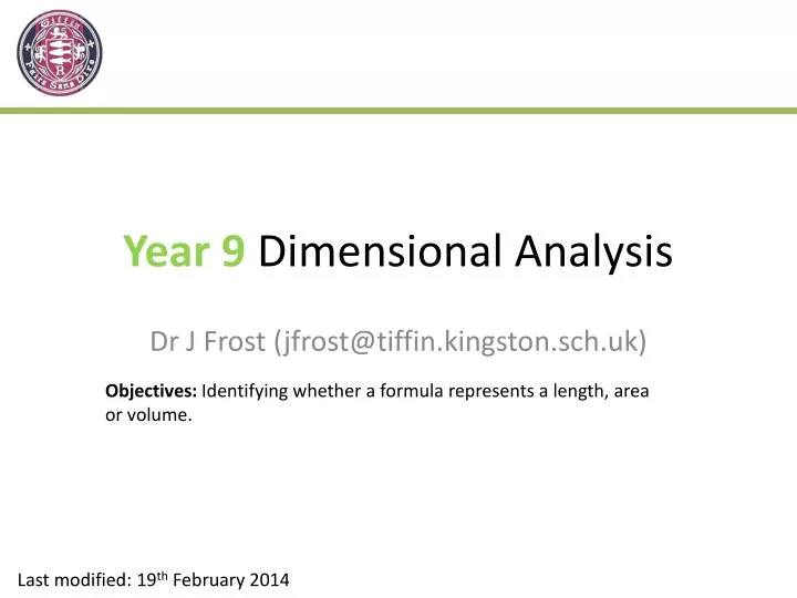 year 9 dimensional analysis