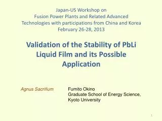 Validation of the Stability of PbLi Liquid Film and its Possible Application