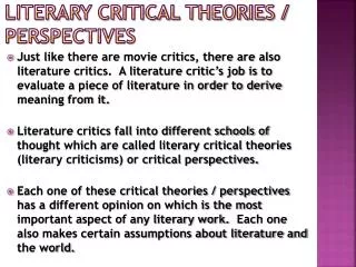 Literary Critical Theories / Perspectives