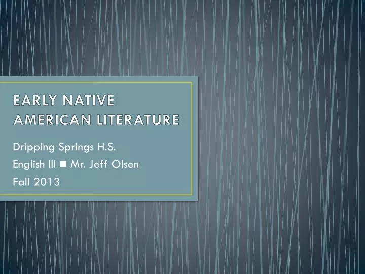 early native american literature