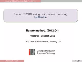 Faster STORM using compressed sensing Lei Zhu et al.