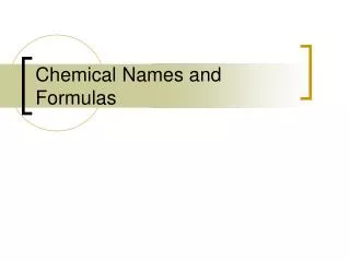 Chemical Names and Formulas