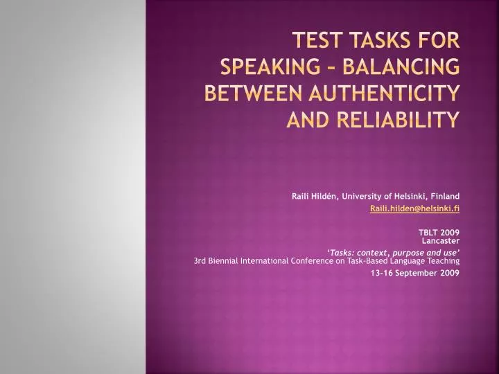 test tasks for speaking balancing between authenticity and reliability