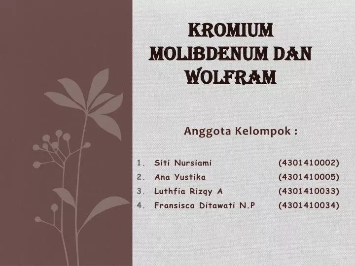 kromium molibdenum dan wolfram
