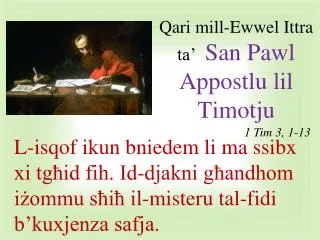Qari mi ll - Ewwel Ittra ta’ San Pawl Appostlu lil Timotju