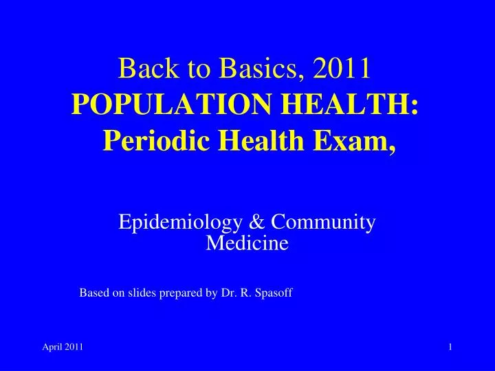 back to basics 2011 population health periodic health exam