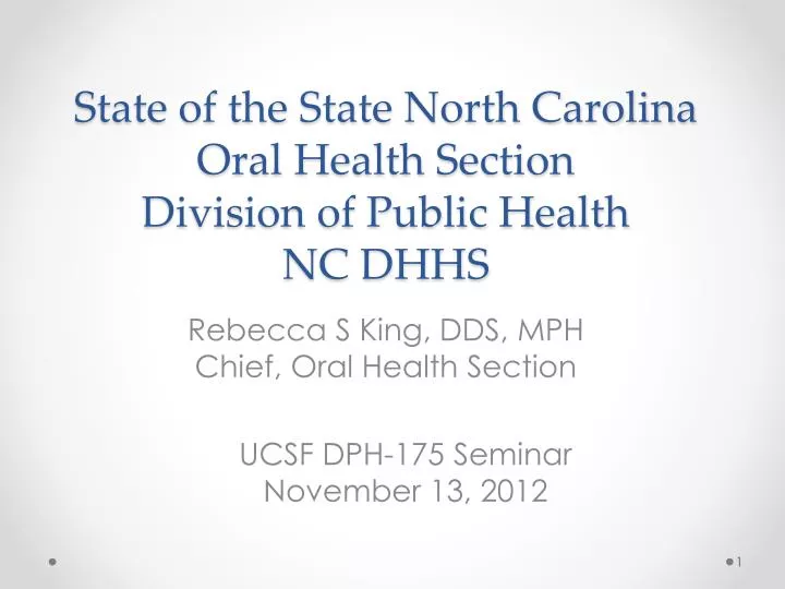 state of the state north carolina oral health section division of public health nc dhhs