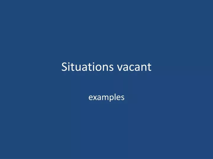 situations vacant