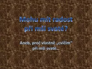 mohu m t radost p i m i svat