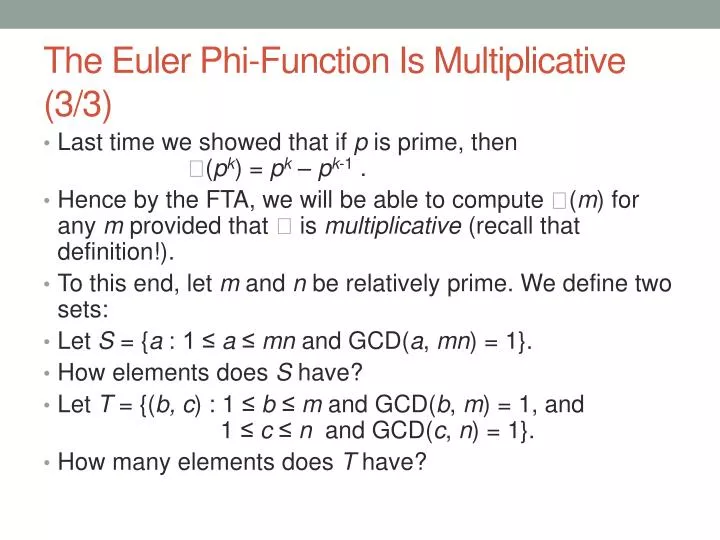 the euler phi function is multiplicative 3 3