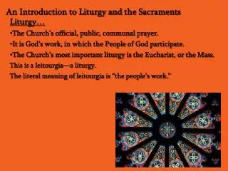 An Introduction to Liturgy and the Sacraments