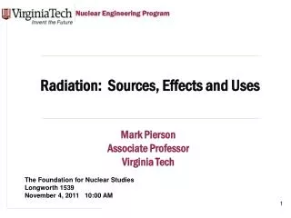 Radiation: Sources, Effects and Uses