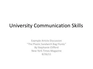 University Communication Skills