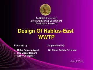 Design Of Nablus-East WWTP