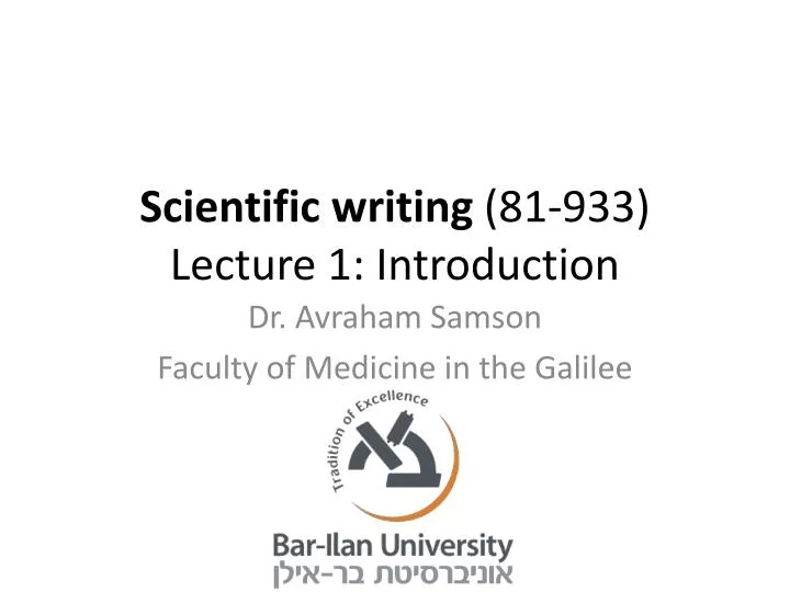 scientific writing 81 933 lecture 1 introduction