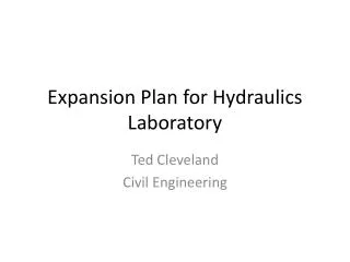 Expansion Plan for Hydraulics Laboratory