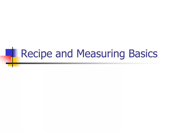 recipe and measuring basics