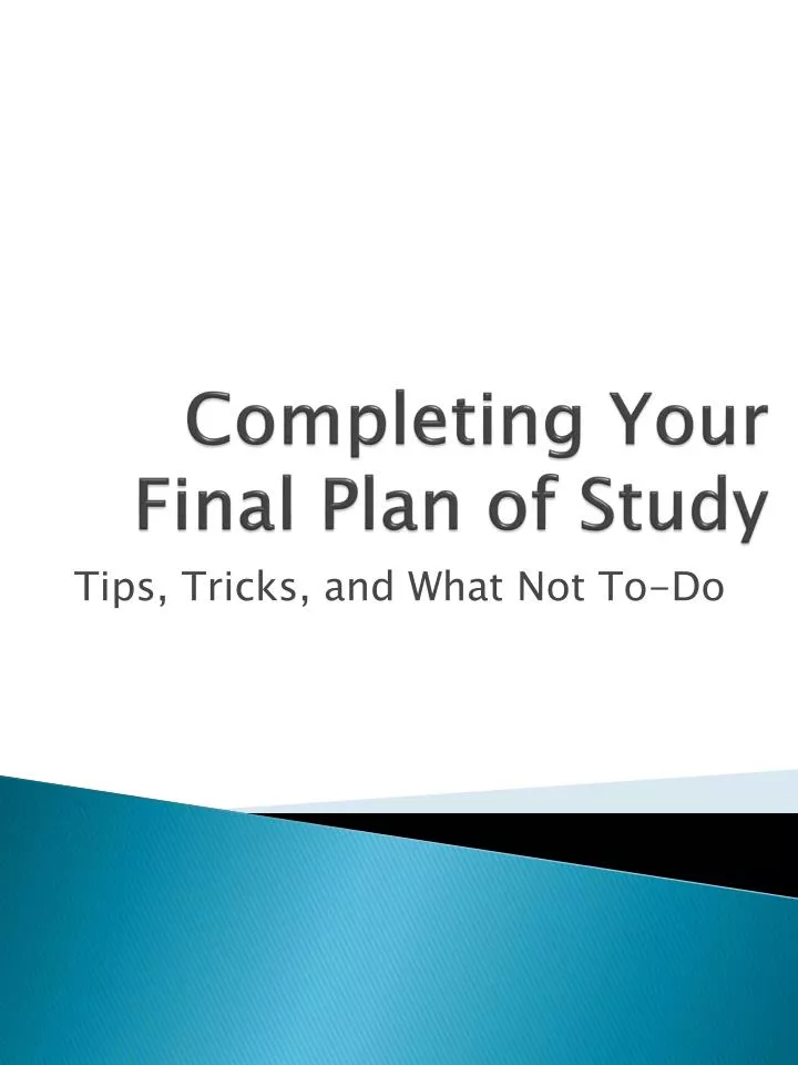 completing your final plan of study